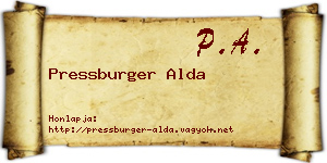 Pressburger Alda névjegykártya